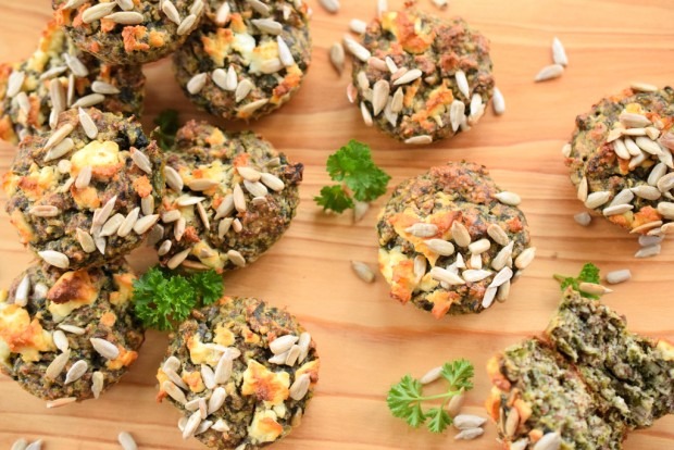 Vegetarische Low Carb Muffins mit Spinat und Nüssen | Low Carb To Go