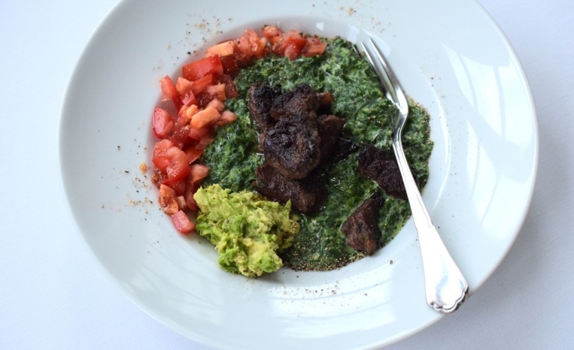 Spinat mit Rindfleisch und Avocado Foodblogger Deutschland